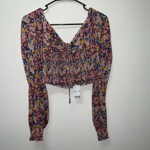 Urban Outfitters Old Soul Smocked Cropped Top
